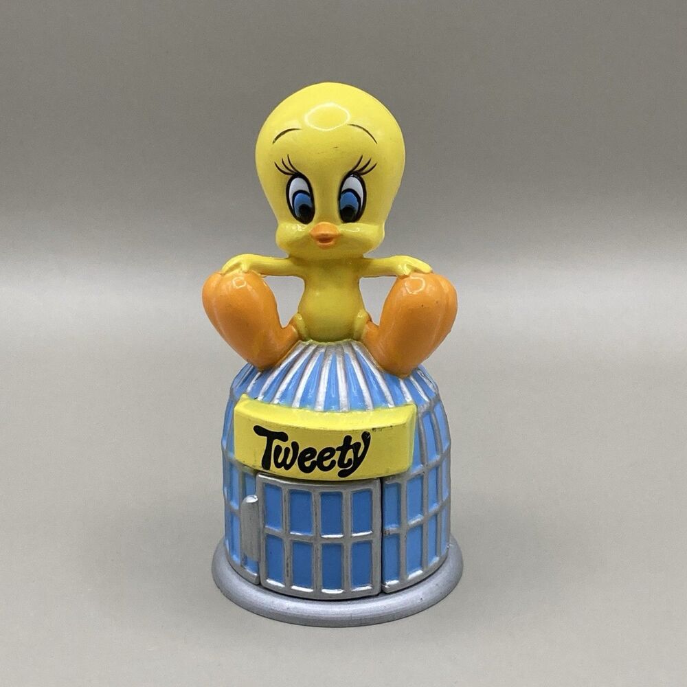 Vintage 1988 Tweety Bird Sitting on Cage Candy Bubble Gum Container